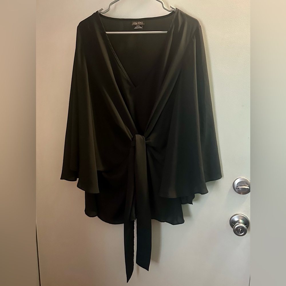 City Chic Tie Front Blouse